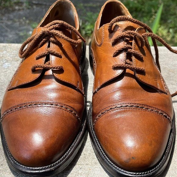 Cable & Co Brown Leather Cap Toe Oxfords Dress Shoes Made In Italy Mens 9.5